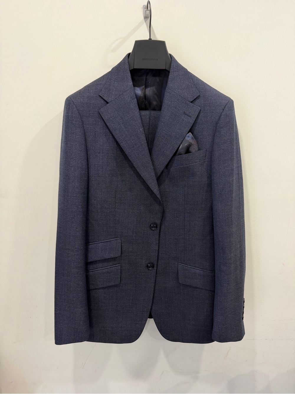 Tallia Mens Navy Wool Two-Button Suit 38R